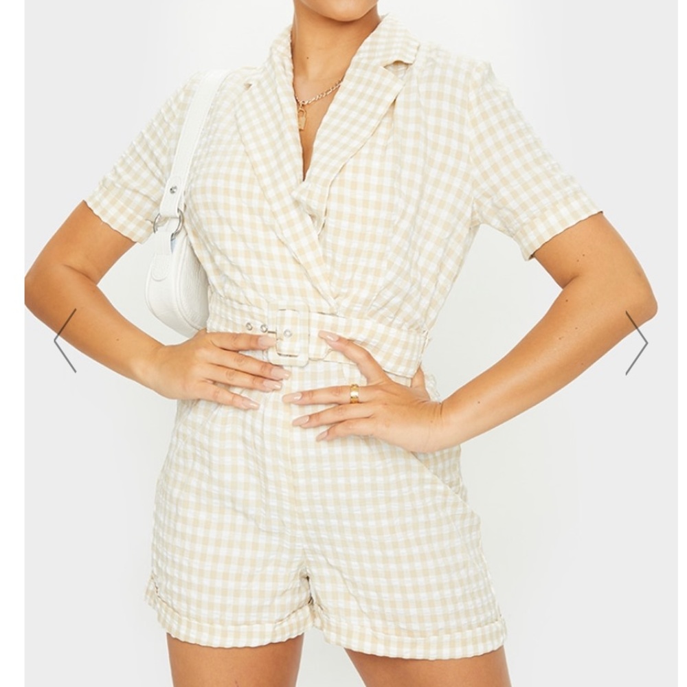 BELTED SHORT SLEEVE BLAZER ROMPER | PLT
